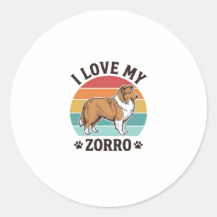 Ich liebe mein Zorro Vintage-Hundeliebhaber-Design Runder Aufkleber
