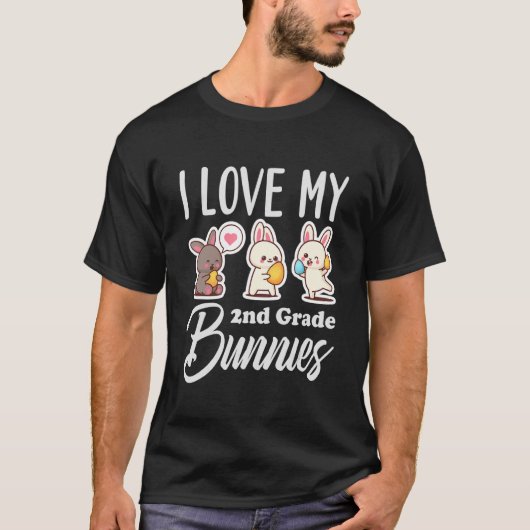 Ich Liebe mein zweitklassiger Bunnies Niedlicher Z T-Shirt (Vorderseite)