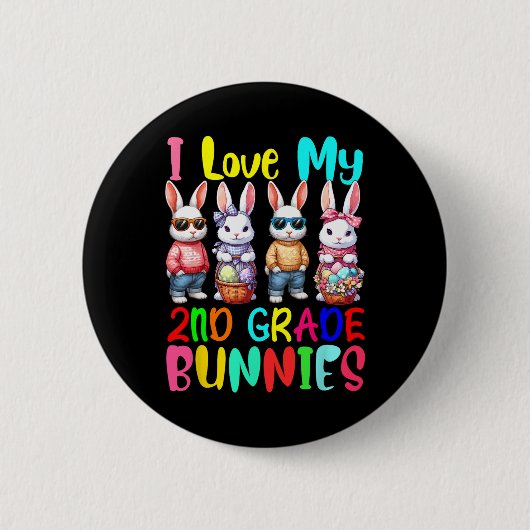 Ich liebe meine 2. Klasse-Hasen-Squad-Osterhasen S Button (Vorderseite)