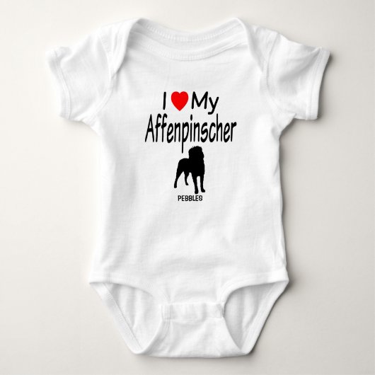 Ich Liebe meine Affenpinscher Hund Silhouette Baby Strampler (Vorderseite)