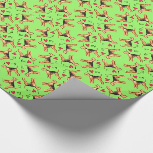 Ich Liebe meine Airedale Geschenkpapier (Ecke)
