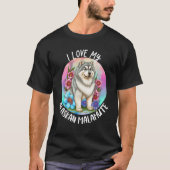 Ich Liebe meine Alaskan Malamute Dog Mama Blume We T-Shirt (Vorderseite)