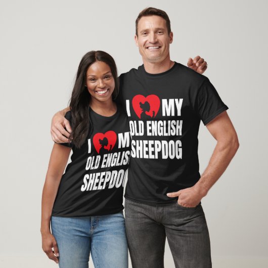 Ich Liebe meine alte englische Sheepdog-Silhouette T-Shirt (Unisex)