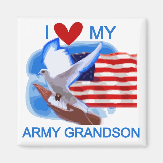 Ich Liebe meine Army Grandson Tshirts und Geschenk Magnet (Vorne)