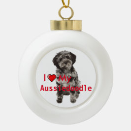 Ich liebe meine Aussidoodle Keramik Weihnachtsschm Kugel-Ornament