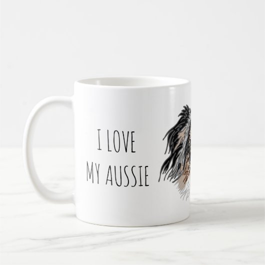 Ich Liebe meine Aussie Dog Tasse (Links)