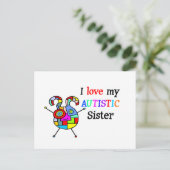 Ich Liebe meine Autistische Schwester Postkarte (Stehend Vorderseite)