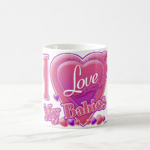 Ich Liebe meine Babys rosa/lila - Herzen Kaffeetasse