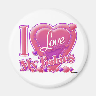 Ich Liebe meine Babys rosa/lila - Herzen Magnet