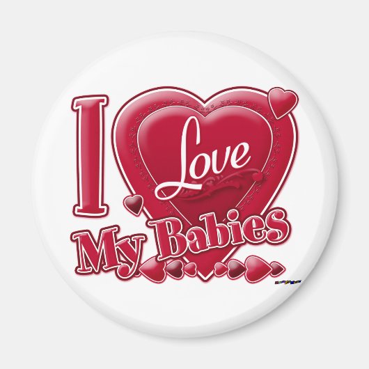 Ich Liebe meine Babys rot - Herz Magnet (Vorne)