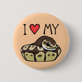 "Ich Liebe meine Ball-Pythonschlange-" niedliche Button (Vorderseite)