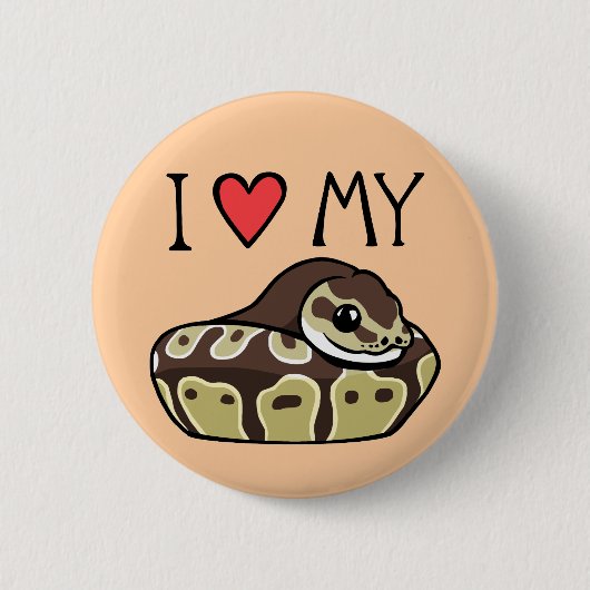"Ich Liebe meine Ball-Pythonschlange-" niedliche Button (Vorderseite)