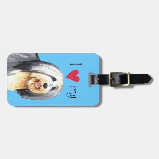 Ich Liebe meine bärtige Collie Gepäckanhänger (Vorderseite horizontal)