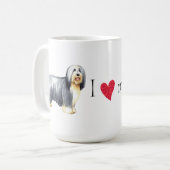 Ich Liebe meine bärtige Collie Kaffeetasse (Vorderseite Links)