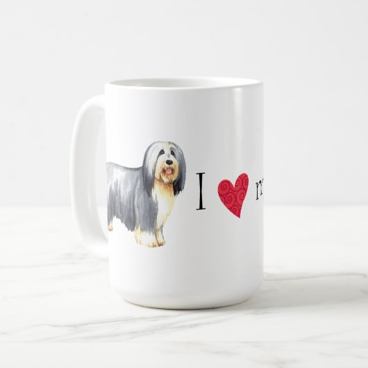 Ich Liebe meine bärtige Collie Kaffeetasse (Vorderseite Links)