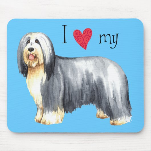 Ich Liebe meine bärtige Collie Mousepad (Vorne)