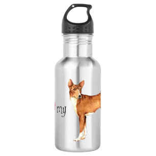 Ich Liebe meine Basenji Edelstahlflasche