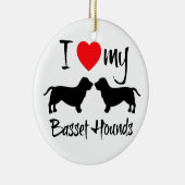 Ich Liebe meine Basset Hounds Keramik Ornament (Rechts)