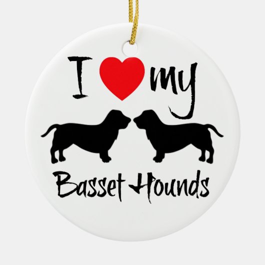 Ich Liebe meine Basset Hounds Keramik Ornament (Vorne)