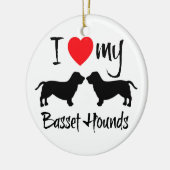 Ich Liebe meine Basset Hounds Keramik Ornament (Links)
