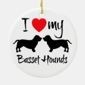 Ich Liebe meine Basset Hounds Keramik Ornament (Hinten)