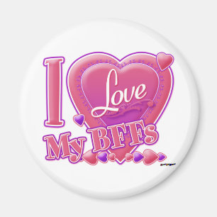 Ich Liebe Meine Beste Freundinnen rosa/lila - Herz Magnet