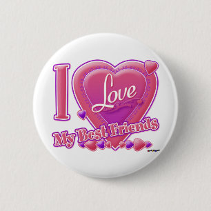 Ich Liebe Meine besten Freunde rosa/lila - Herzen Button