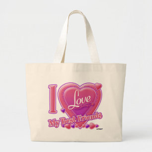 Ich Liebe Meine besten Freunde rosa/lila - Herzen Jumbo Stoffbeutel