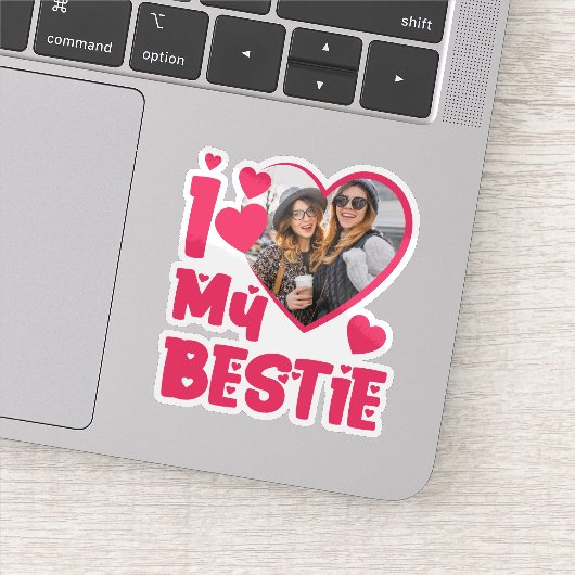 Ich Liebe meine Bestie Custom Foto Herz-Design Aufkleber (Detail)