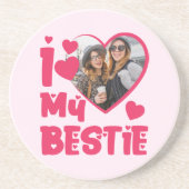 Ich Liebe meine Bestie Custom Foto Herz-Design Getränkeuntersetzer (Vorne)