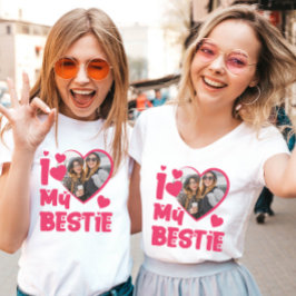 Ich Liebe meine Bestie Custom Foto Herz-Design T-Shirt