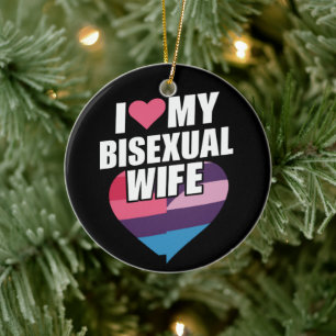 Ich liebe meine bisexuelle Frau Bi Stolz Bisexuell Keramik Ornament