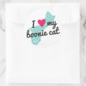 Ich Liebe meine Boonie-Katzenaufkleber (blau) Runder Aufkleber (Tasche)