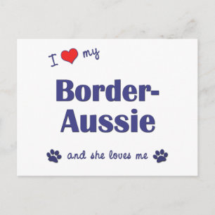 Ich Liebe meine Border-Aussie (Weiblicher Hund) Postkarte