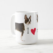 Ich Liebe meine Boston Terrier Kaffeetasse (Vorderseite Links)