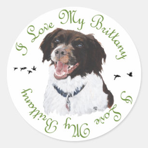 Ich liebe meine Brittany Runder Aufkleber