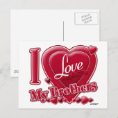Ich Liebe Meine Brüder rot - Herz Postkarte (Vorne/Hinten)