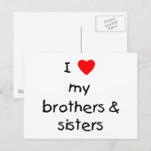 Ich Liebe meine Brüder & Schwestern Postkarte (Vorne/Hinten)