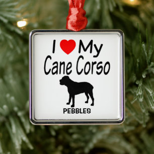 Ich Liebe meine Cane Corso Dog Silhouette Ornament Aus Metall