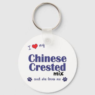 Ich Liebe meine Chinesisch-Crested-Mix (Weiblicher Schlüsselanhänger