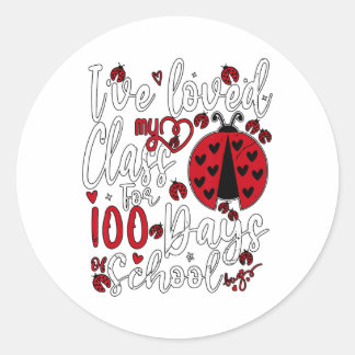 Ich liebe meine Cl seit 100 Tagen der Schule Ladyb Runder Aufkleber