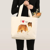 Ich Liebe meine Collie Jumbo Stoffbeutel (Vorderseite (Produkt))