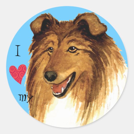 Ich Liebe meine Collie Runder Aufkleber (Vorderseite)