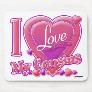 Ich liebe meine Cousins rosa/lila - Herz Mousepad
