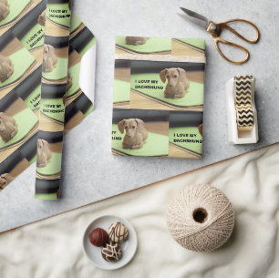 Ich Liebe meine Creme-Dackel mit Bild Geschenkpapier