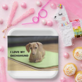 Ich Liebe meine Creme-Dackel mit Bild Pappteller (Party)