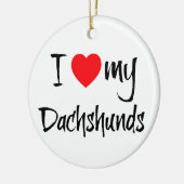 Ich Liebe meine Dackel Hunde Keramik Ornament (Links)