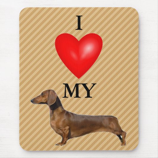 Ich Liebe meine Dackel Rotes Herz Mousepad (Vorne)