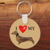 Ich Liebe meine Dackel Rotes Herz Schlüsselanhänger (Vorderseite)