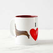 Ich Liebe meine Dackel Rotes Herz Zweifarbige Tasse (Vorderseite Links)